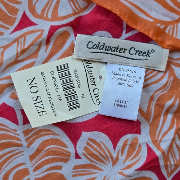 NWT Coldwater Creek Silk Square Scarf Banana Leaves - Picture 3 of 5